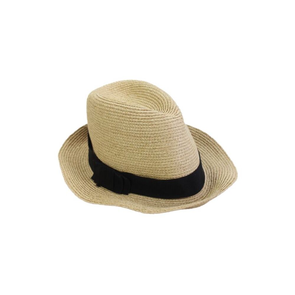 Helen Kaminski Womens Raffia Pull On Panama Hat Beige Black Size One Size